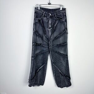 Womens Distressed Moto Jeans Hi Rise Grunge Goth‎ Streetwear Edgy Alt Punk Sz 27